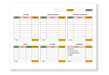 Free Monthly Budget Worksheets