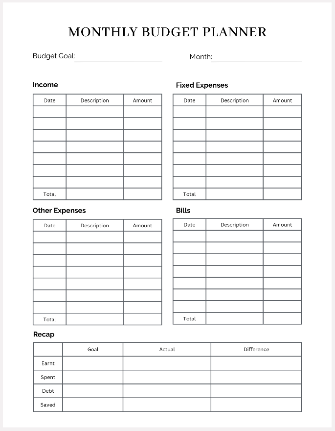 monthly budget planners letter size vert small free monthly budget planner vertical